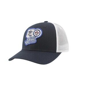 NEW NHL x Zephyr Winnipeg Jets Hockey Logo Trucker Snapback Hat Navy & White